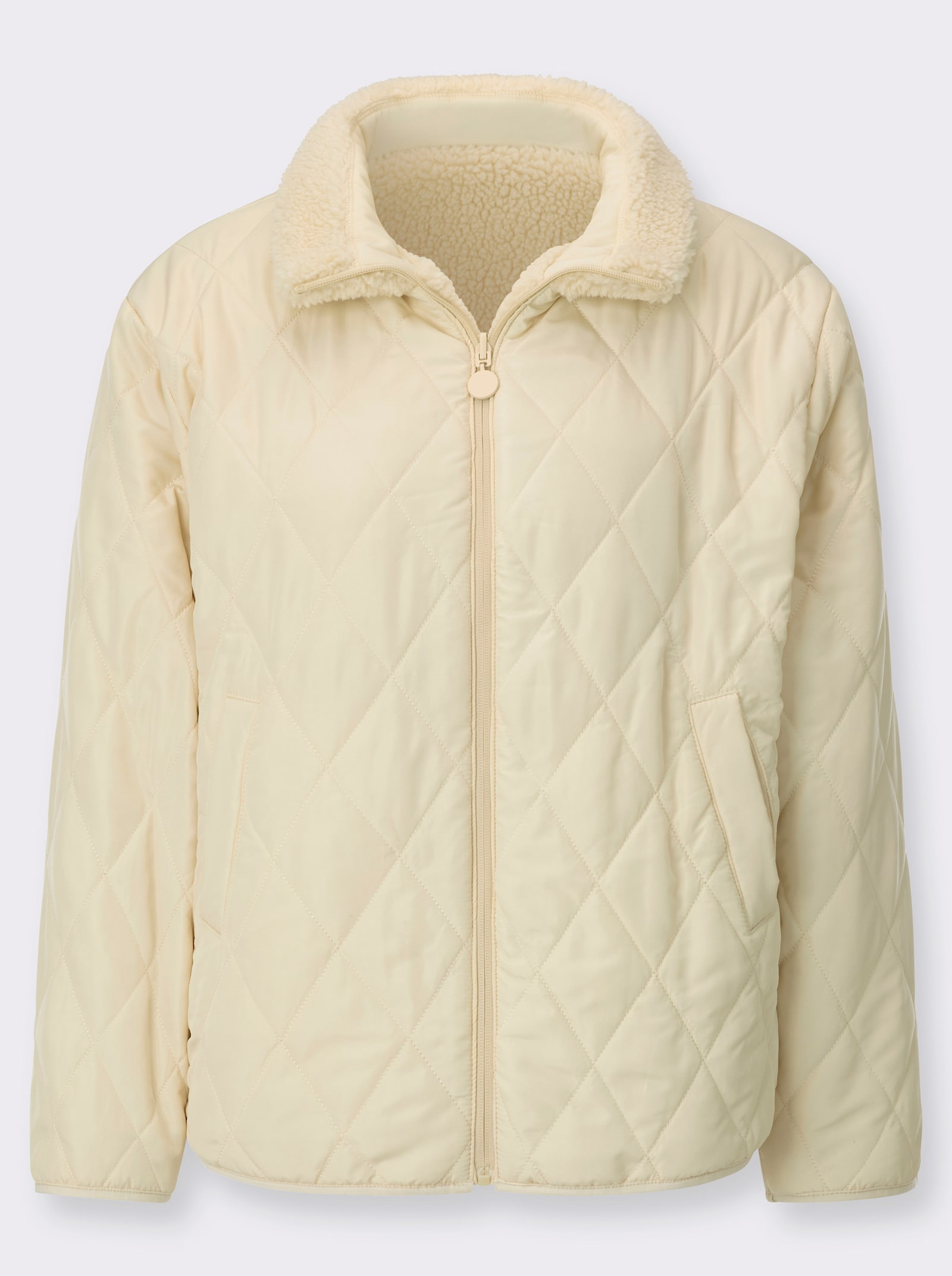 Wendejacke mit Stepp- und Teddyfleece-Seite - champagner