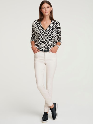 heine Schlupf-Bluse mit V-Ausschnitt - schwarz-ecru