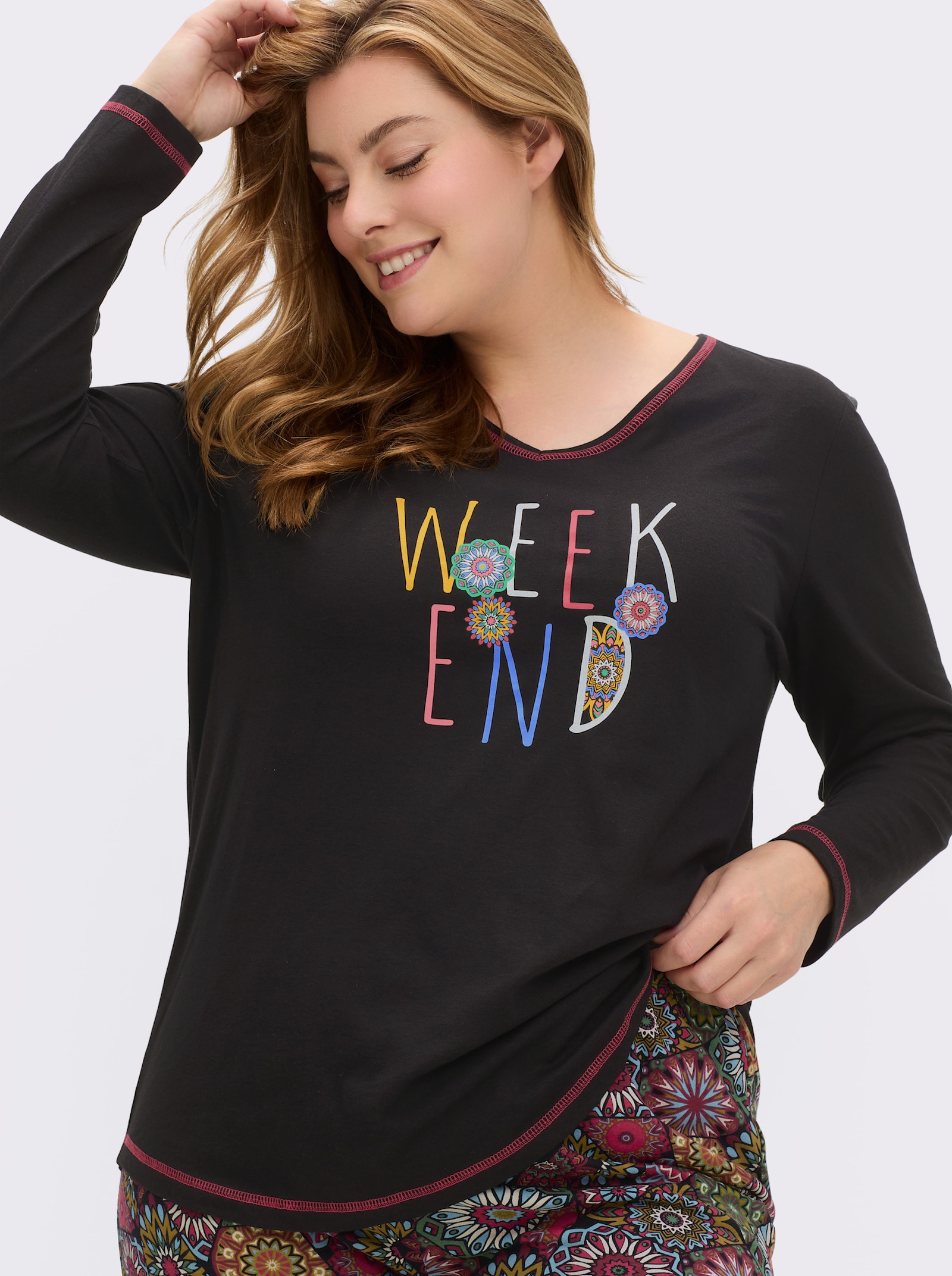 wäschepur Schlafanzug in Modal-Baumwoll-Qualität - schwarz-bedruckt