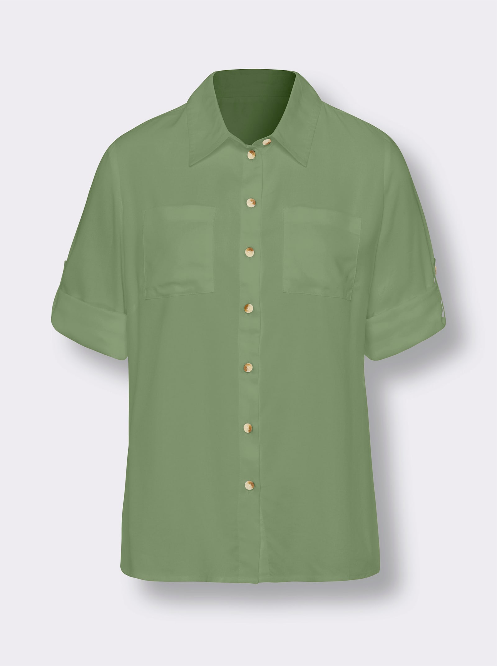 Hemdbluse mit Knöpfen in Horn-Optik - eucalyptus
