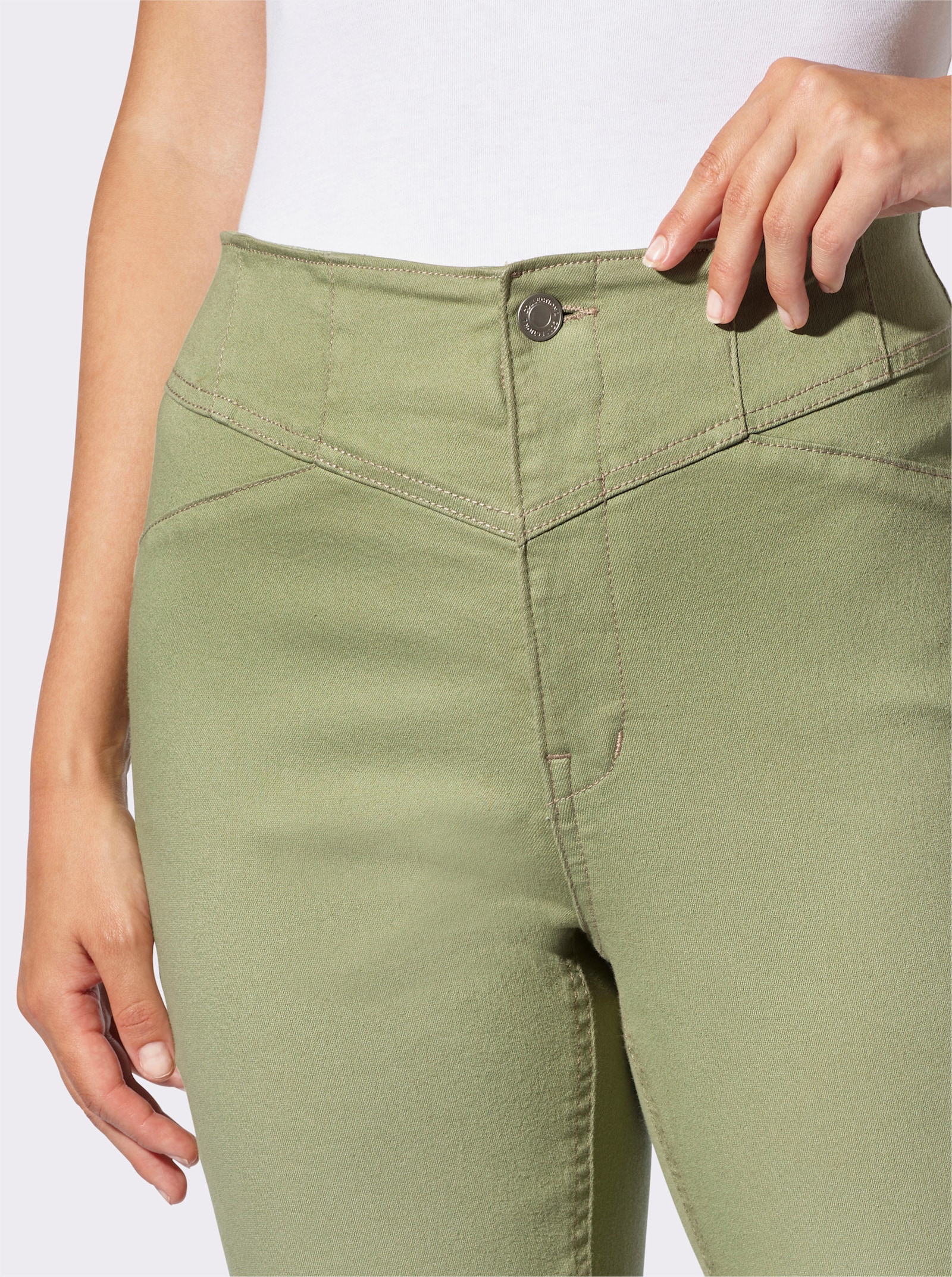 Stretch-Jeans mit Teilungsnähten - eucalyptus