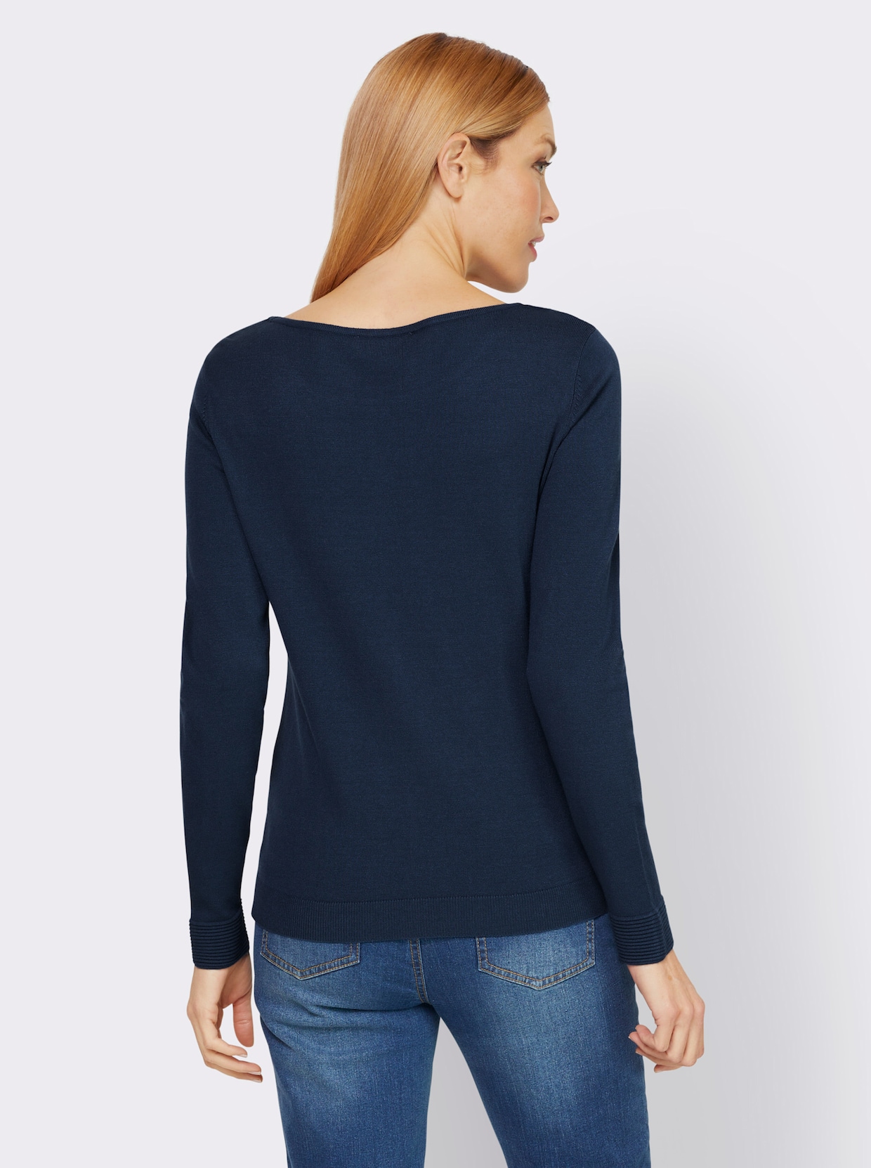 heine Pull en tricot fin - bleu foncé