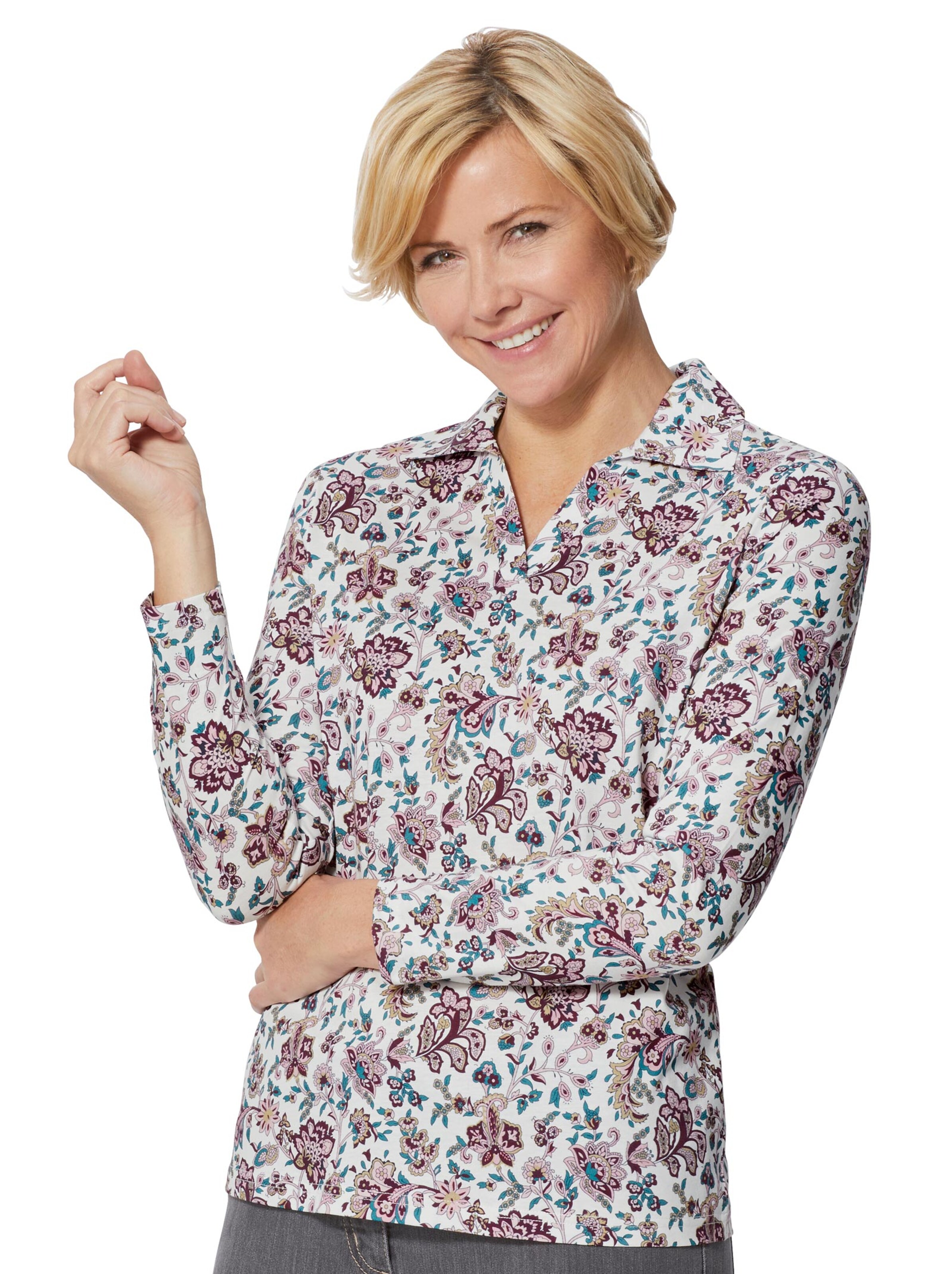 Poloshirt - fuchsia-petrol-bedruckt