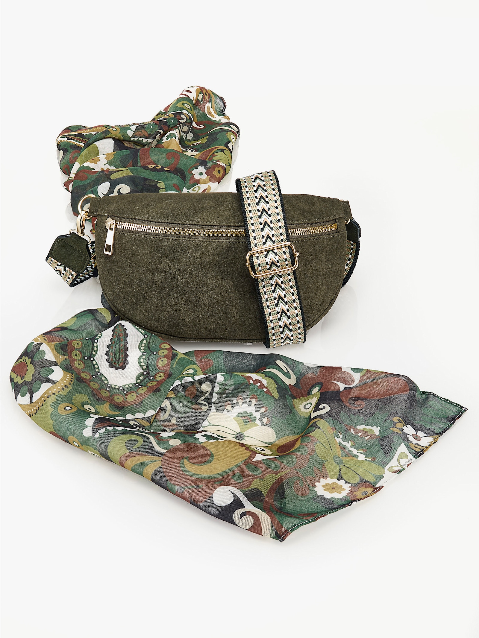 Handtasche mit Schal - grün