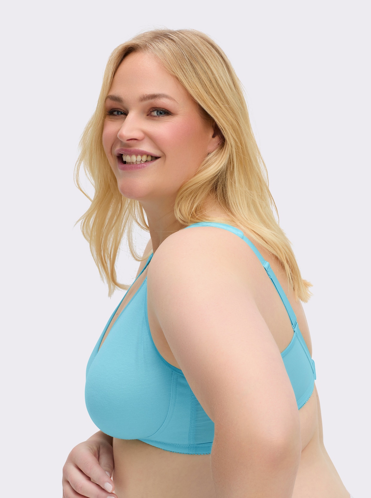 wäschepur Komfort-BH ohne Bügel mit transparenten Einsätzen - aquamarin