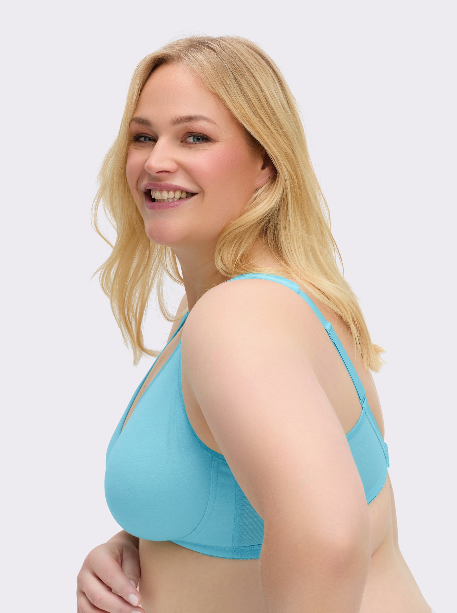 wäschepur Komfort-BH ohne Bügel mit transparenten Einsätzen - aquamarin