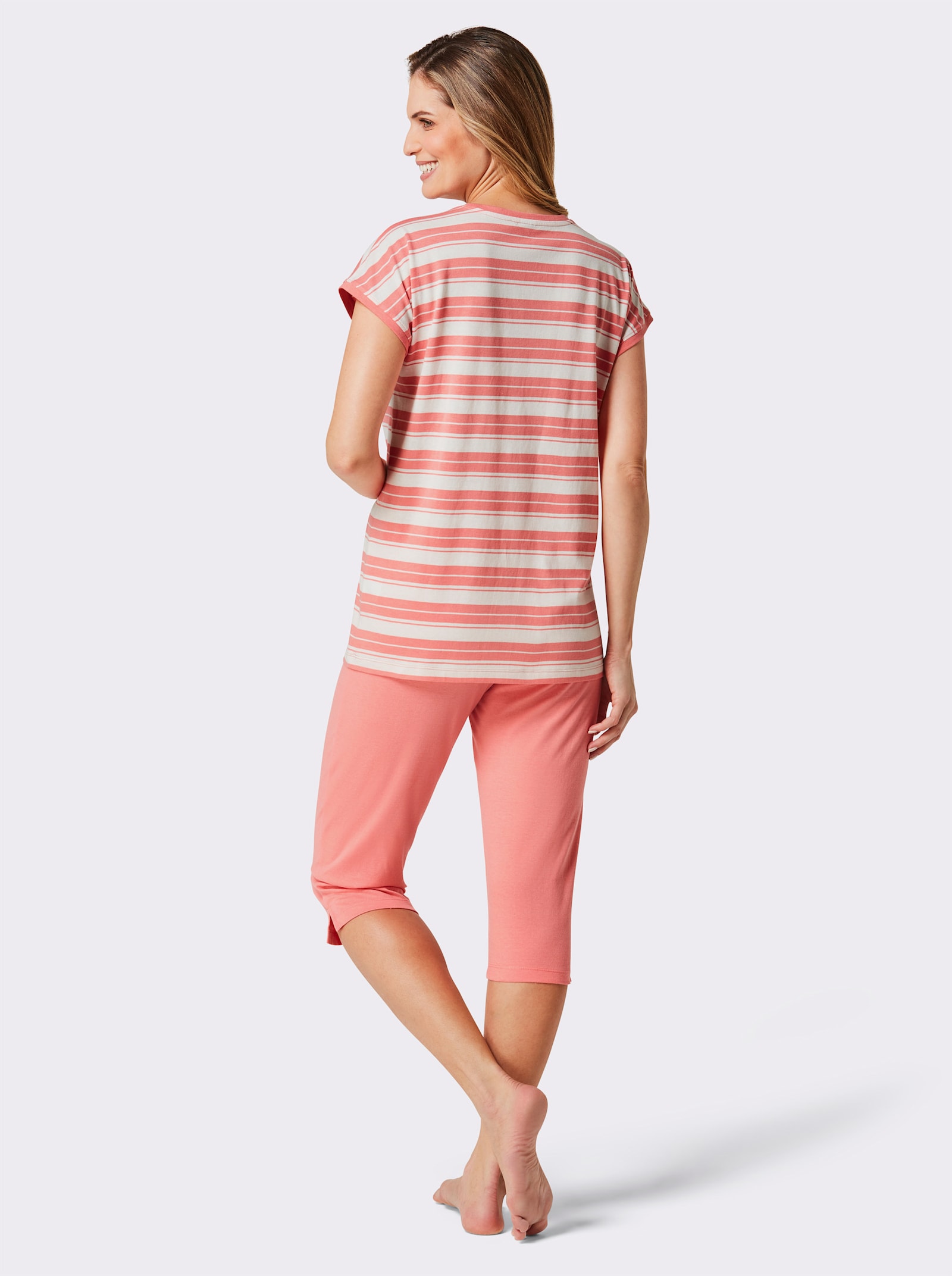 wäschepur Capripakken - ecru/flamingo + ecru/hemelsblauw