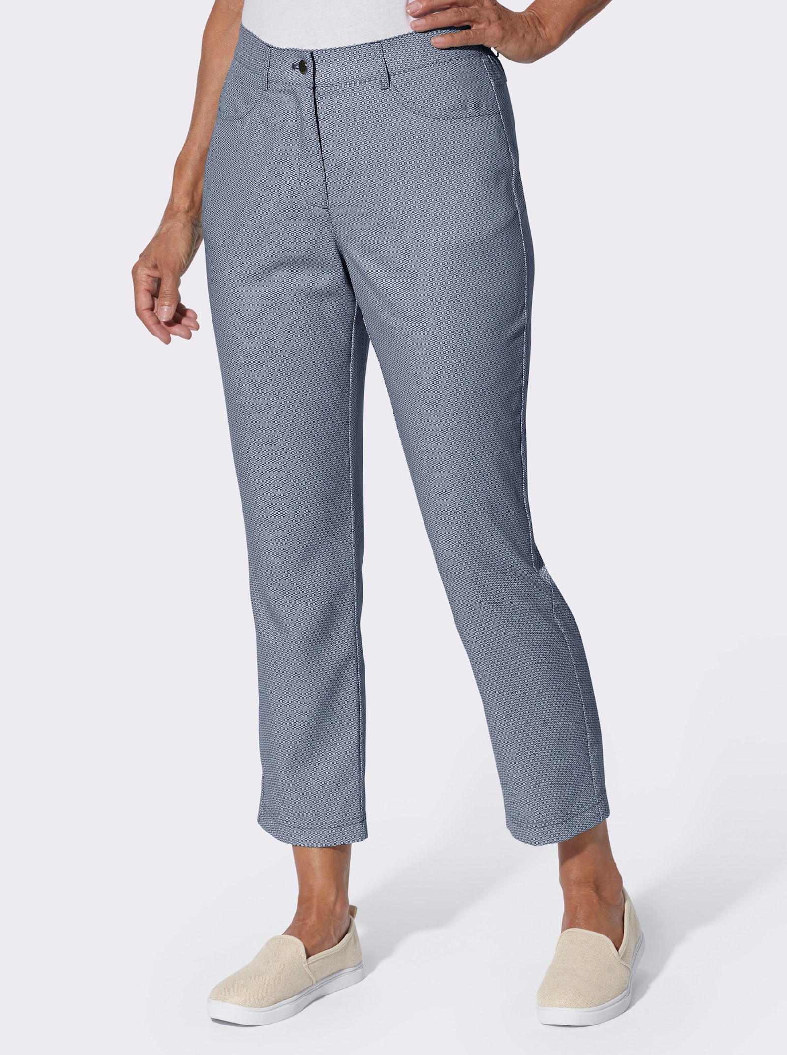 7/8-Hose im Minimal-Muster - dunkelblau-bedruckt