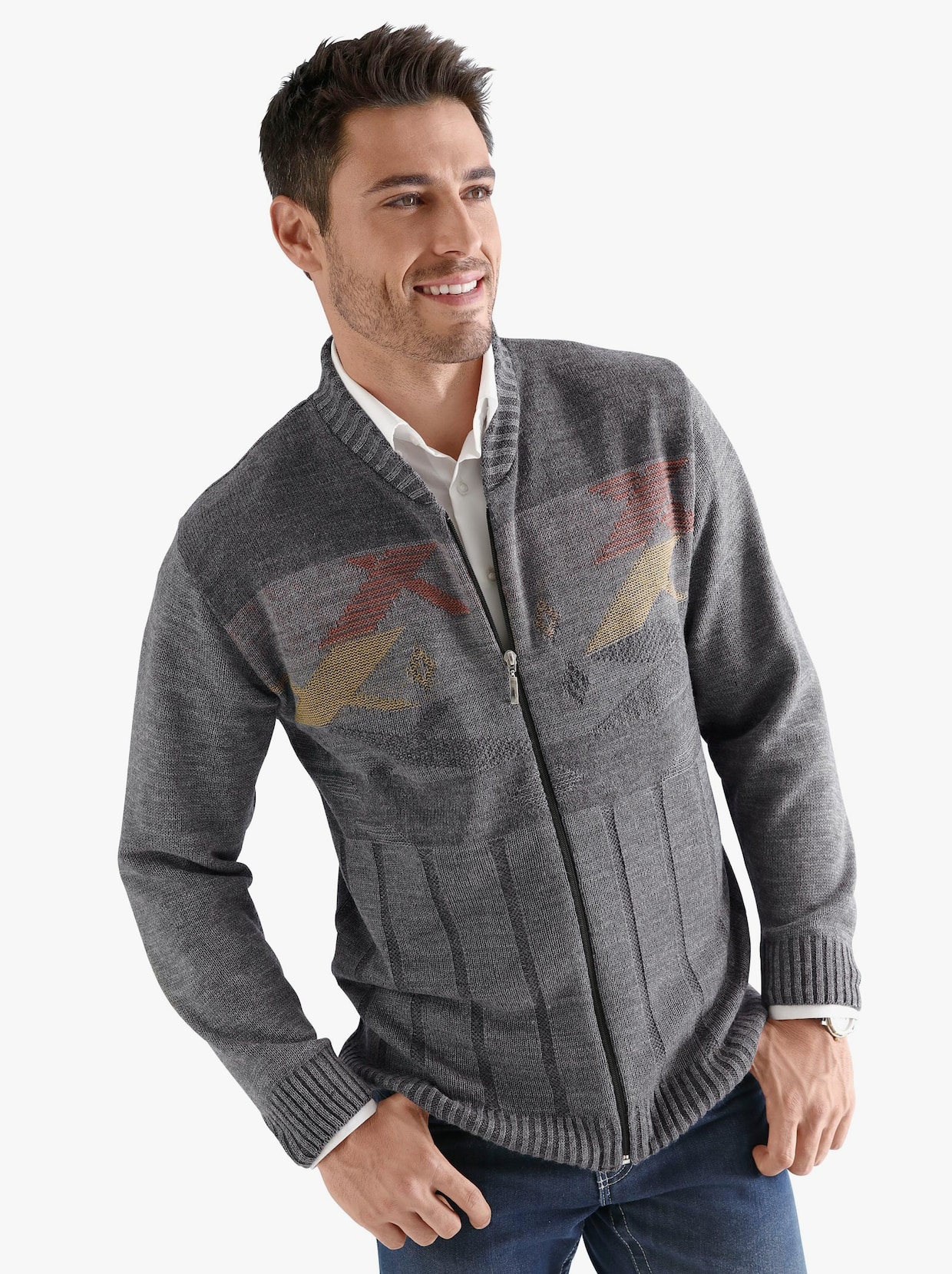 Pletený sveter - sivá melírovaná