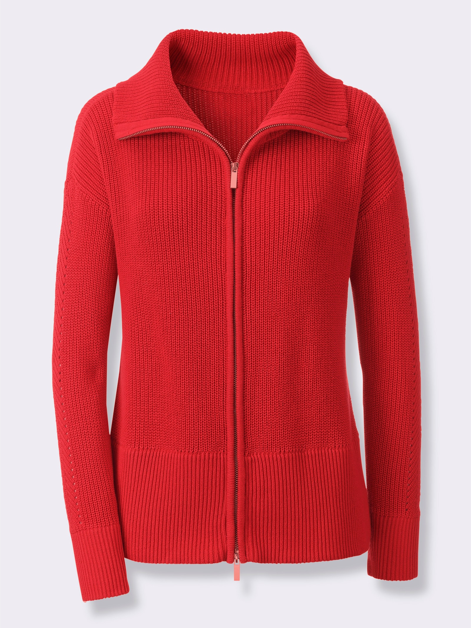 heine Strickjacke mit 2-Wege-Zipper - rot