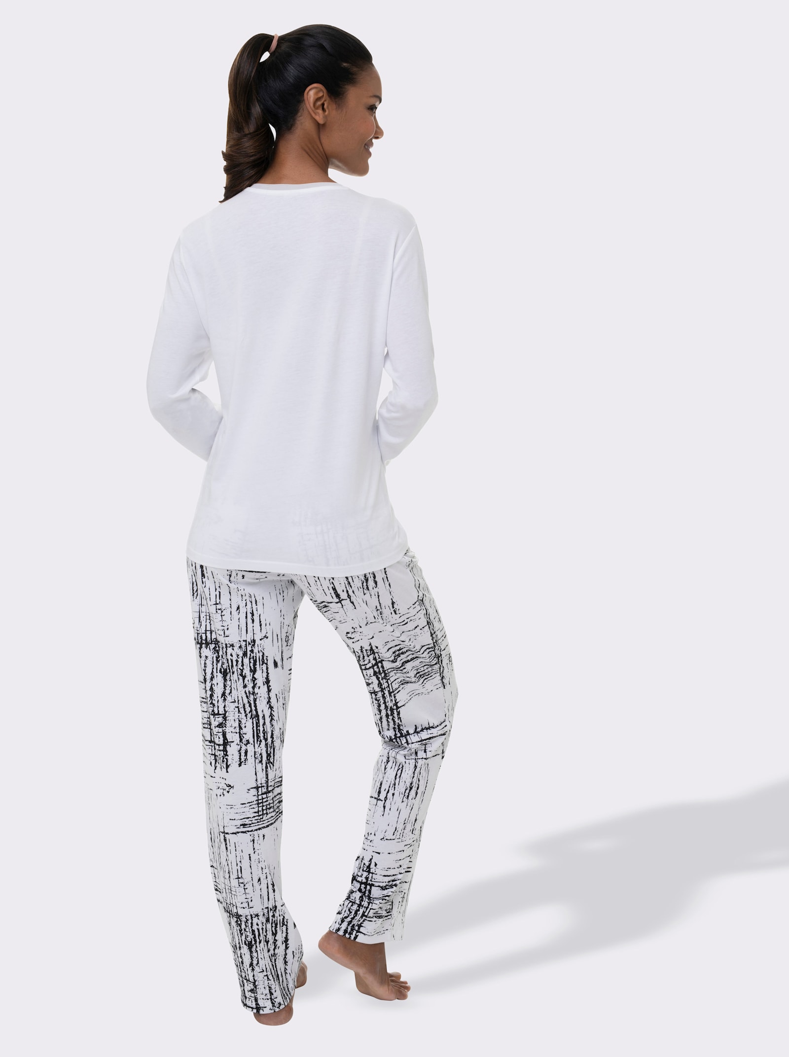 wäschepur Schlafanzug in Single-Jersey-Qualität - weiss-schwarz