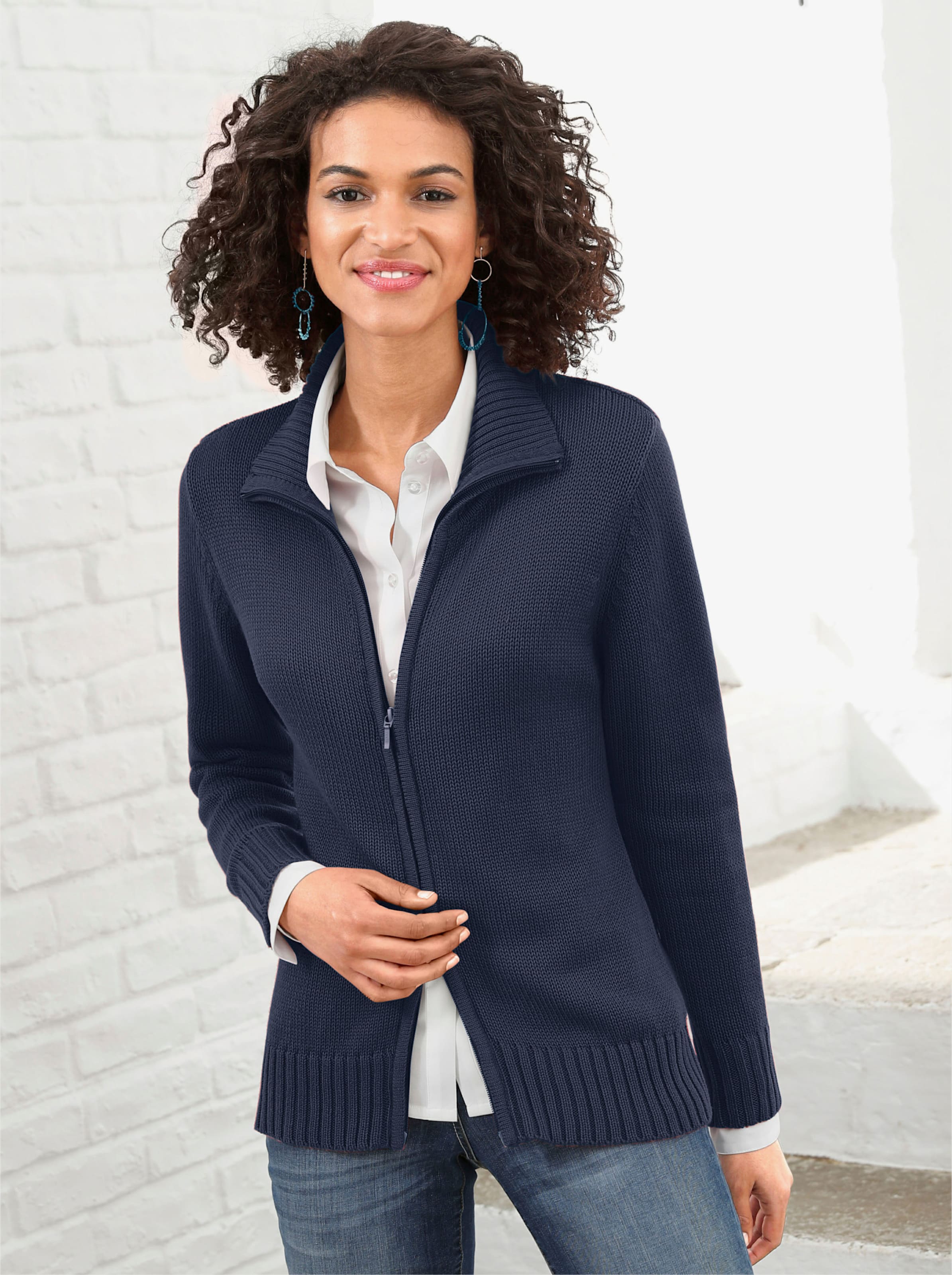 Witt Strickjacke Strickjacke Langarm Materialmix