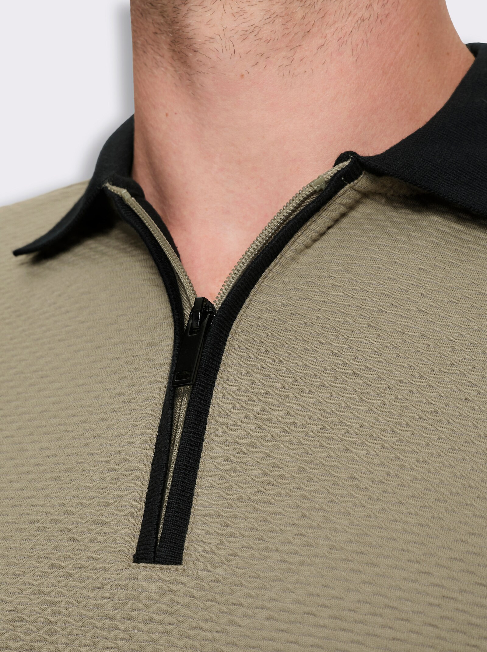 Marco Donati Langarm-Poloshirt mit Reißverschluss - schlamm