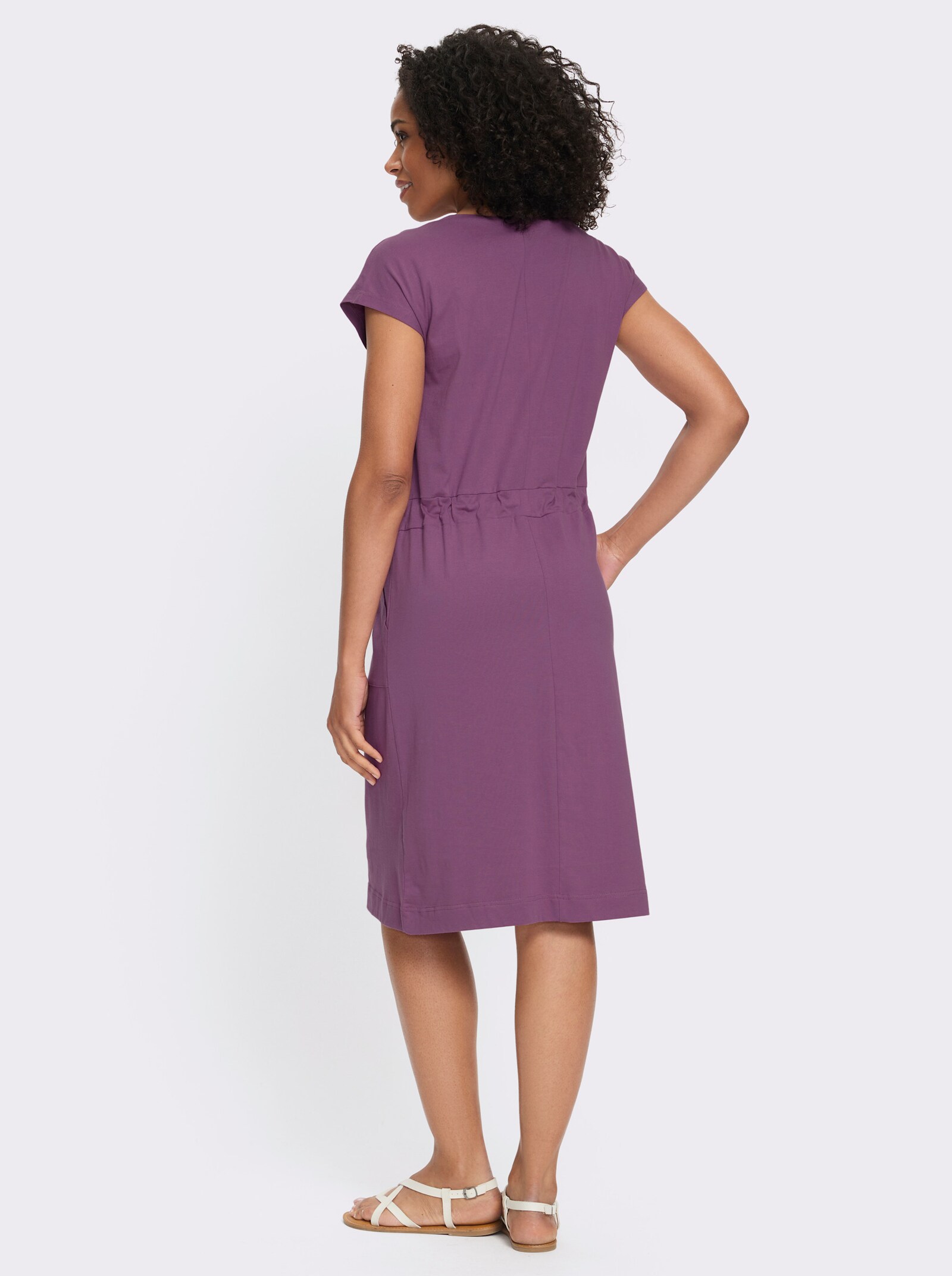 Jerseykleid mit Bindeband - violett