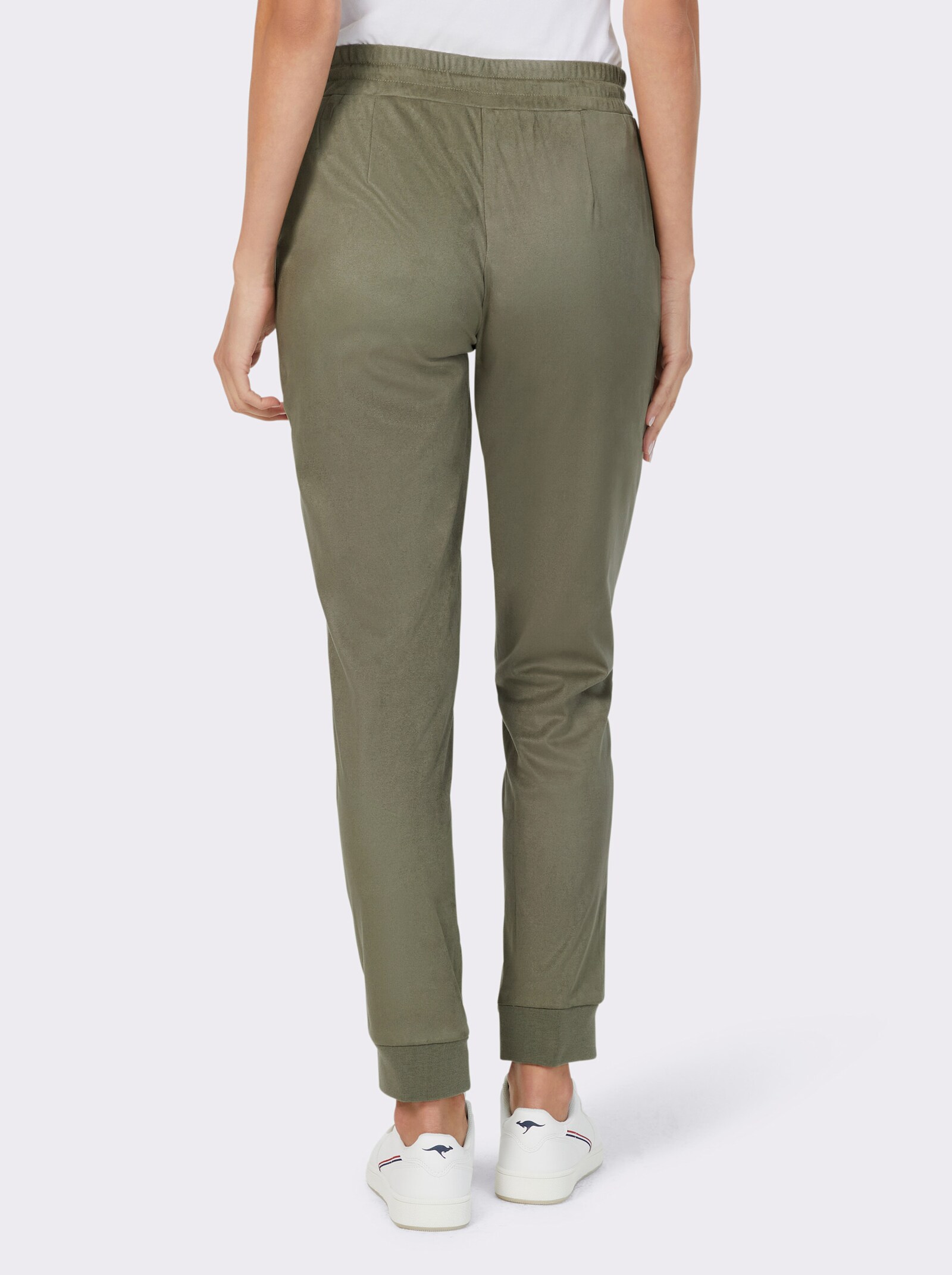 heine Jogg Pants in Veloursleder-Optik - khaki