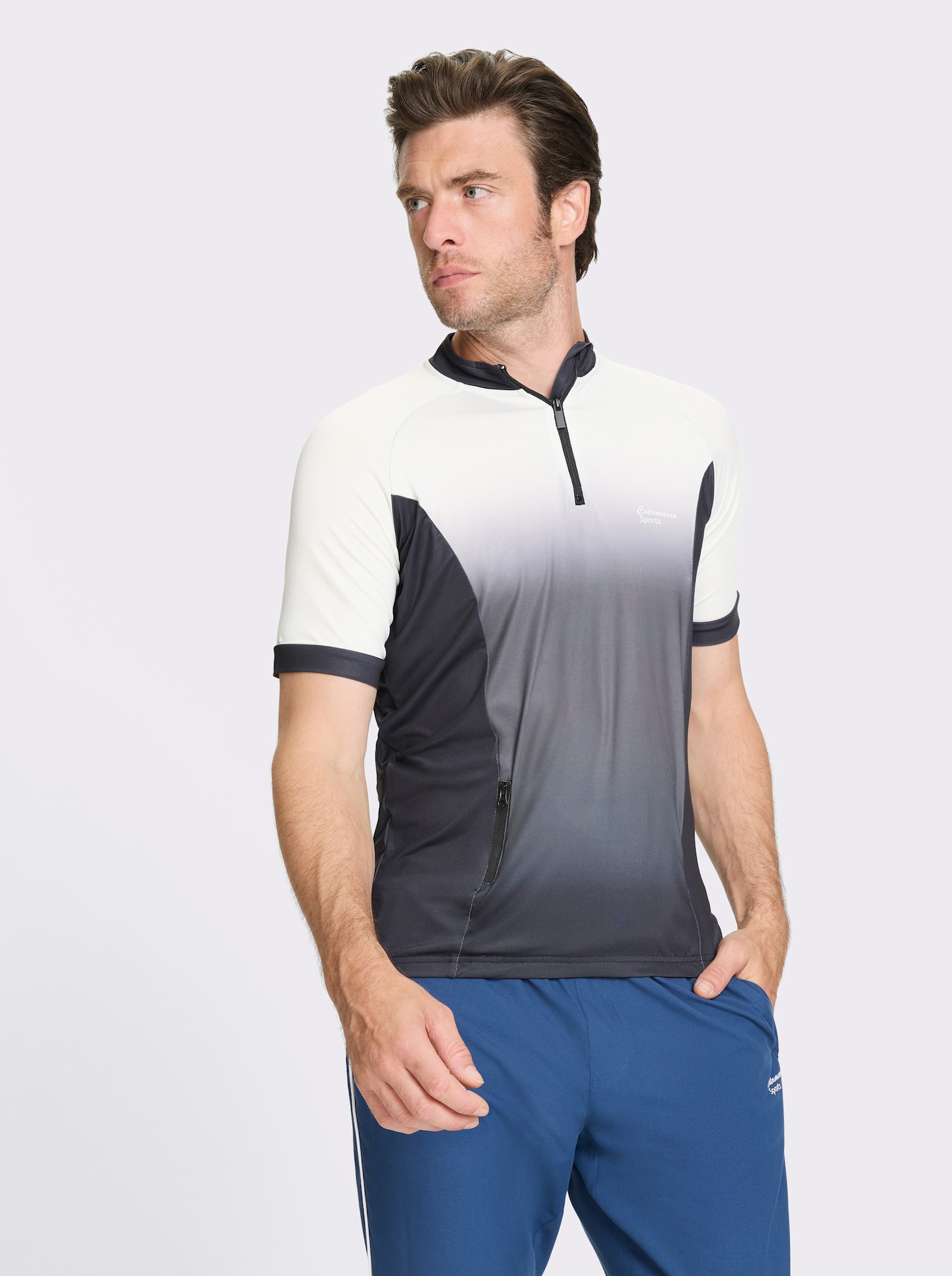 Catamaran Sports Funktionsshirt mit Reißverschluss-Taschen hinten - schwarz