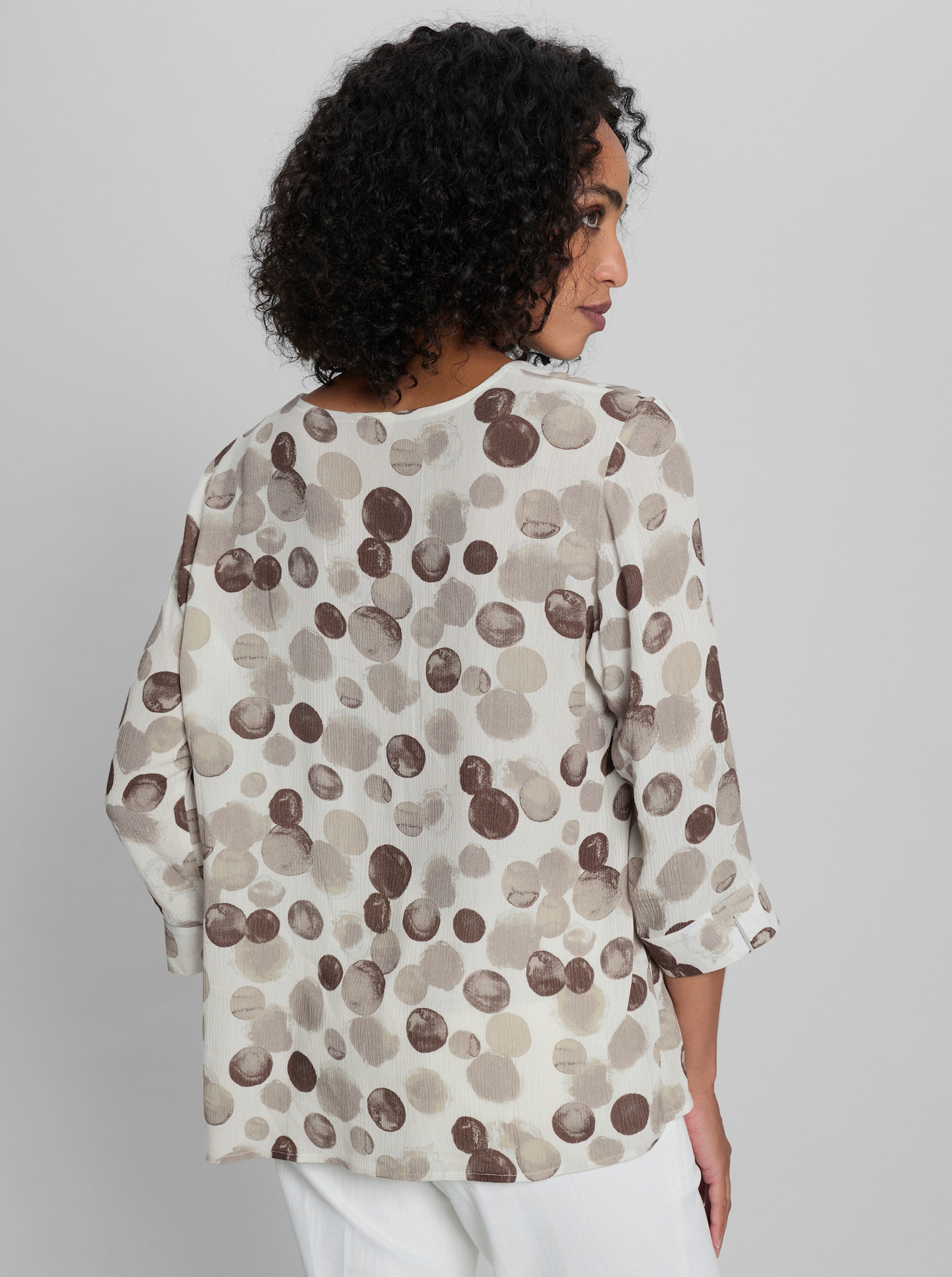 heine Druckbluse mit Tupfenmuster - ecru-schoko-bedruckt