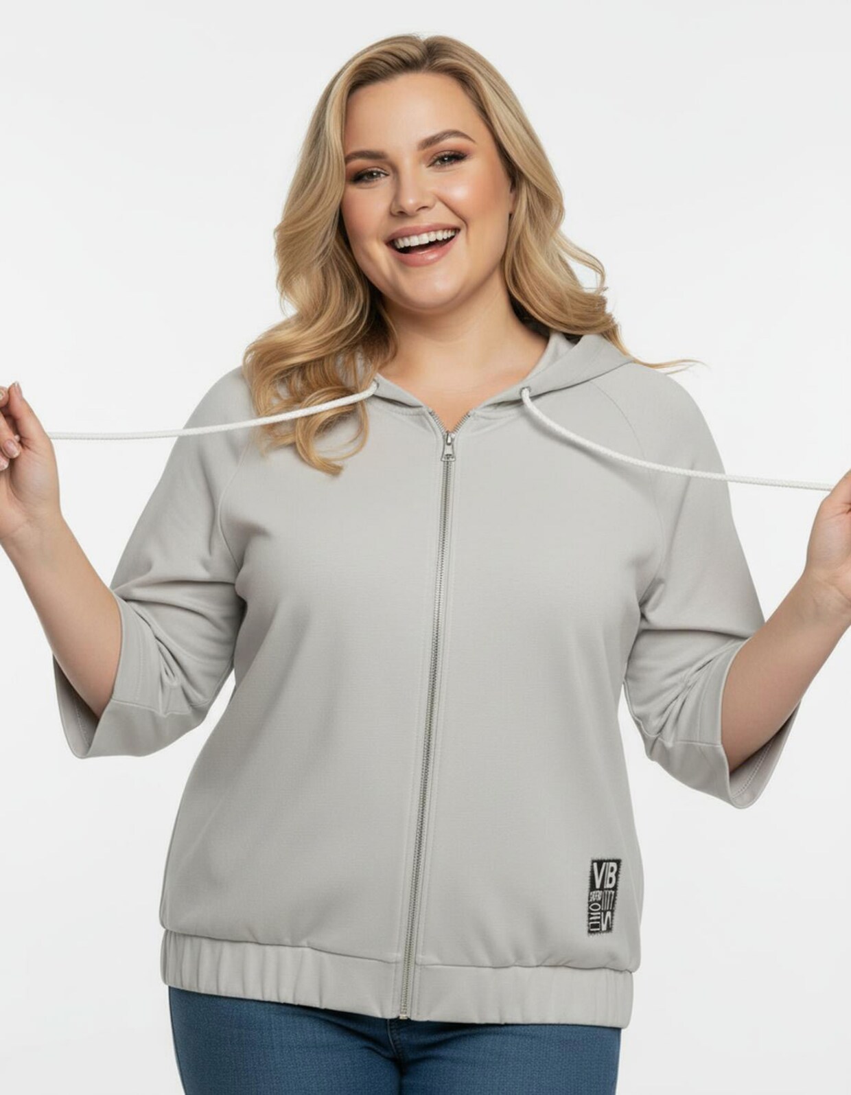 Shirtjacke mit Kapuze - hellgrau