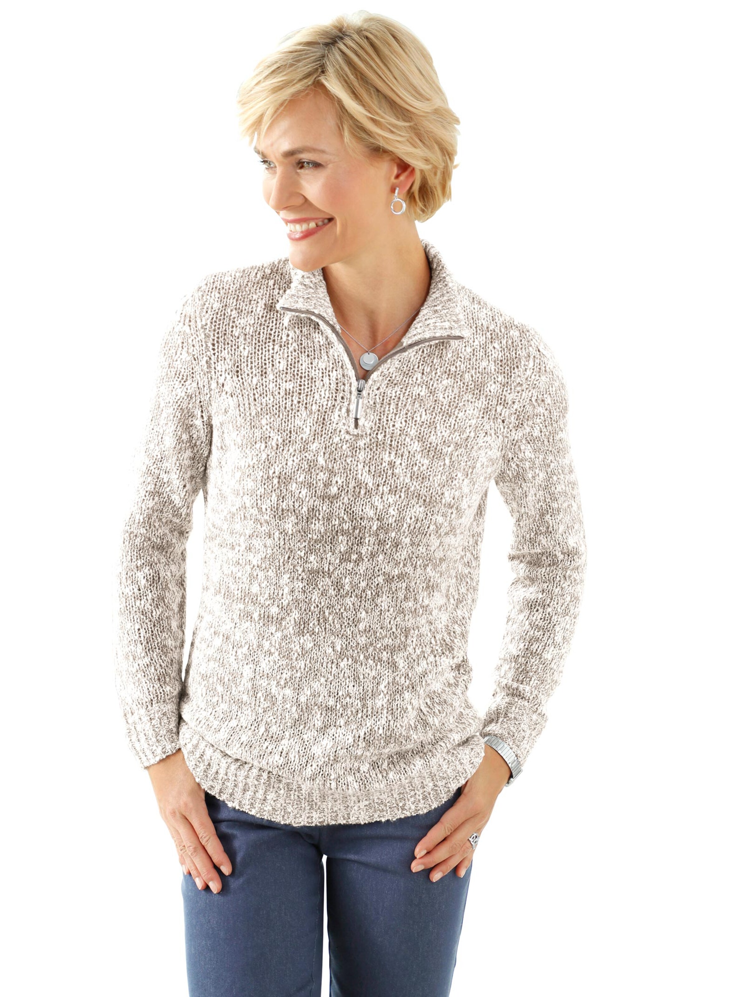 Pullover - beige-meliert