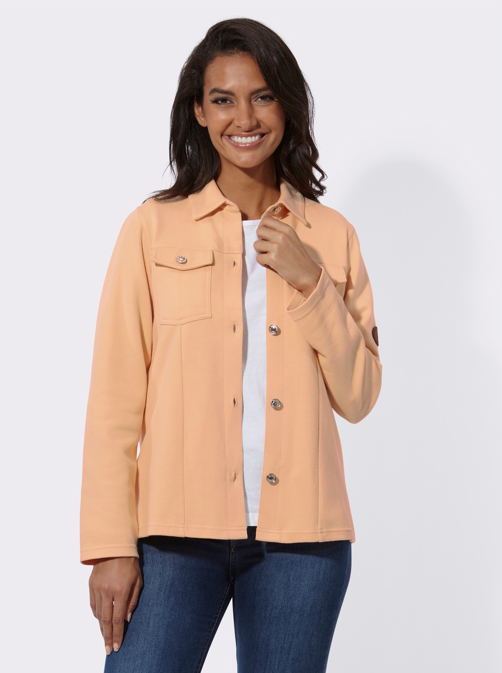 Shirtblazer mit aufgesetzten Brusttaschen - apricot