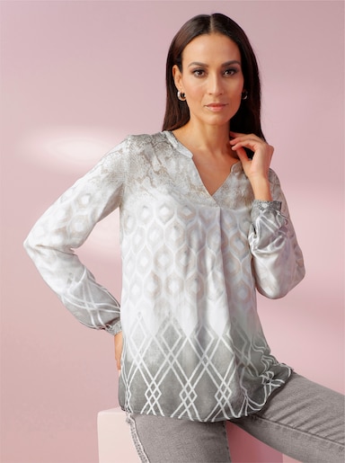 heine Schlupfbluse mit Druck-Dessin - ecru-graphit-bedruckt