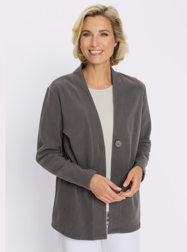 Fleecejacke mit V-Ausschnitt - anthrazit