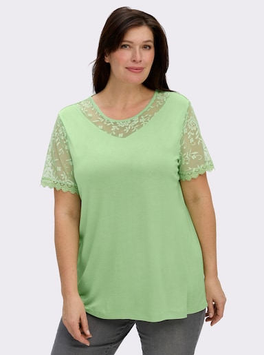 Spitzenshirt aus reiner Viskose - reseda