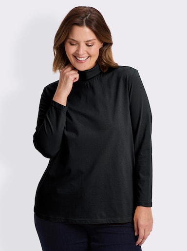 Rollkragenshirt mit langen Ärmeln - schwarz