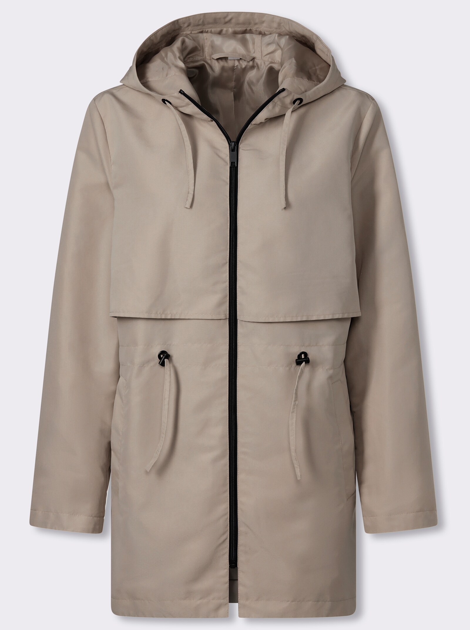 Freizeitjacke in Longform, mit Kapuze - sesam