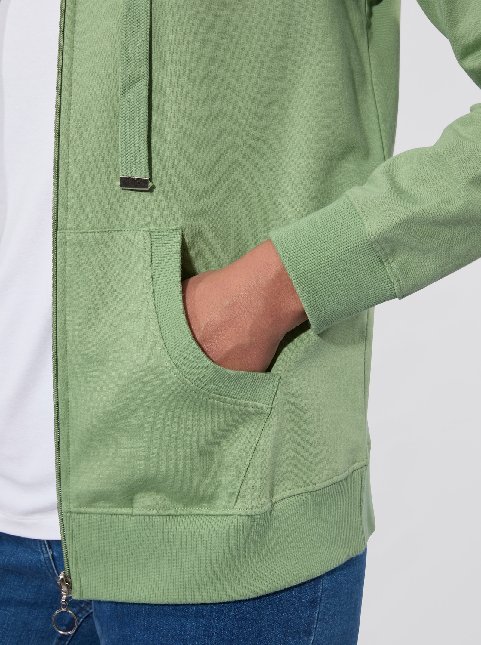 Sweatjacke mit Känguru-Taschen - eucalyptus