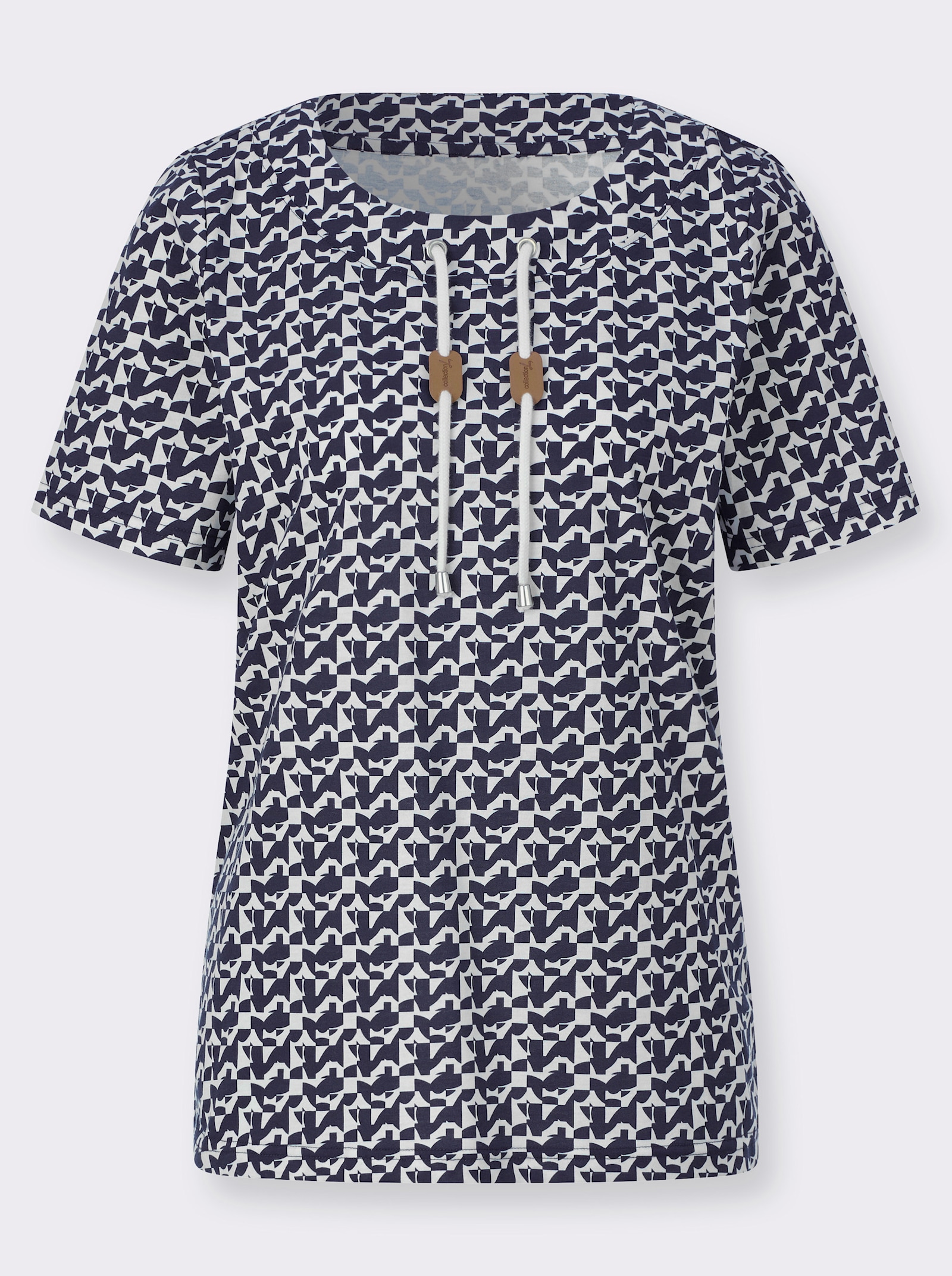Shirt mit Druck - marine-ecru-bedruckt