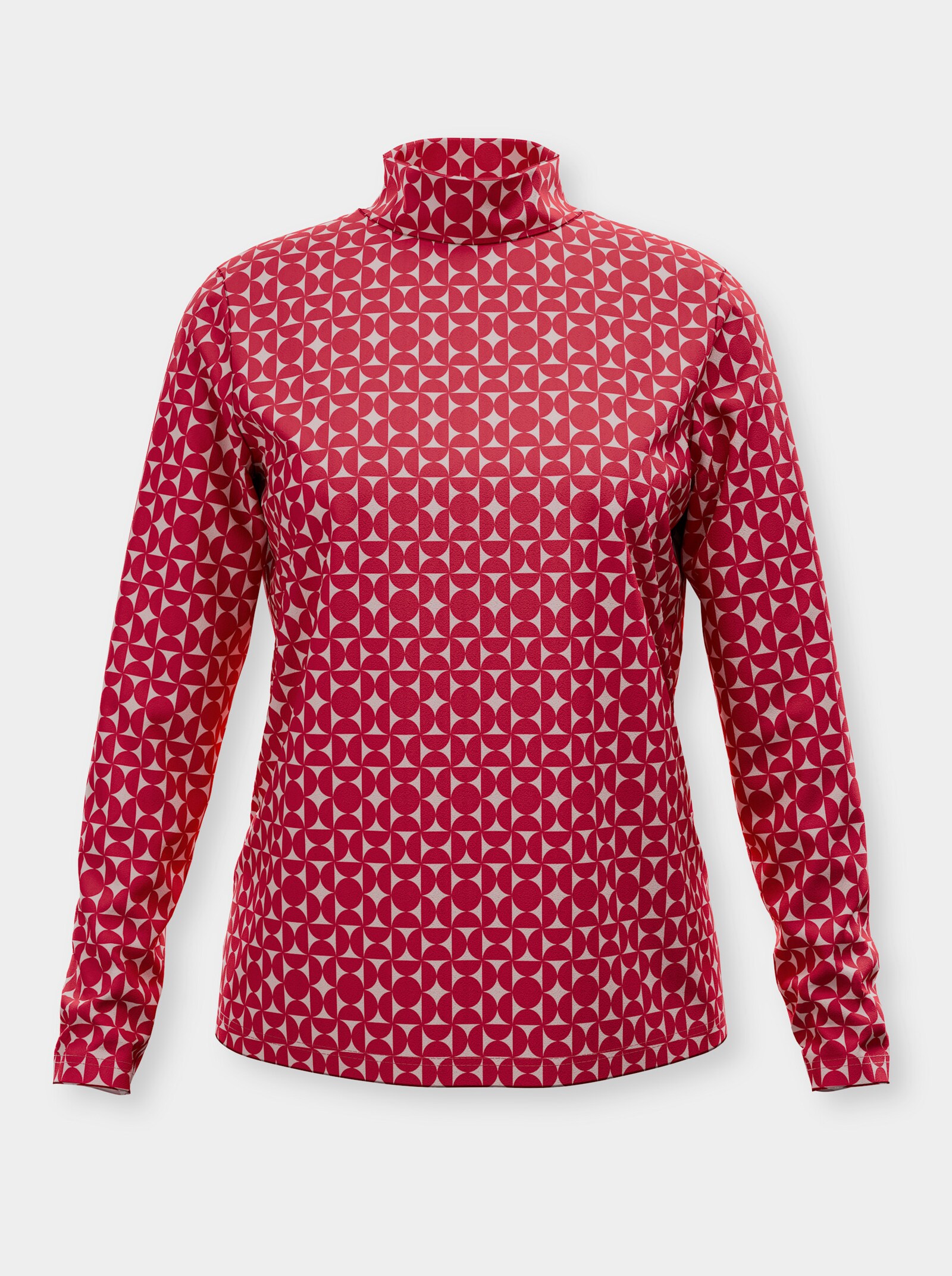 Stehkragenshirt mit Minimalmuster - rot-rosenquarz-bedruckt