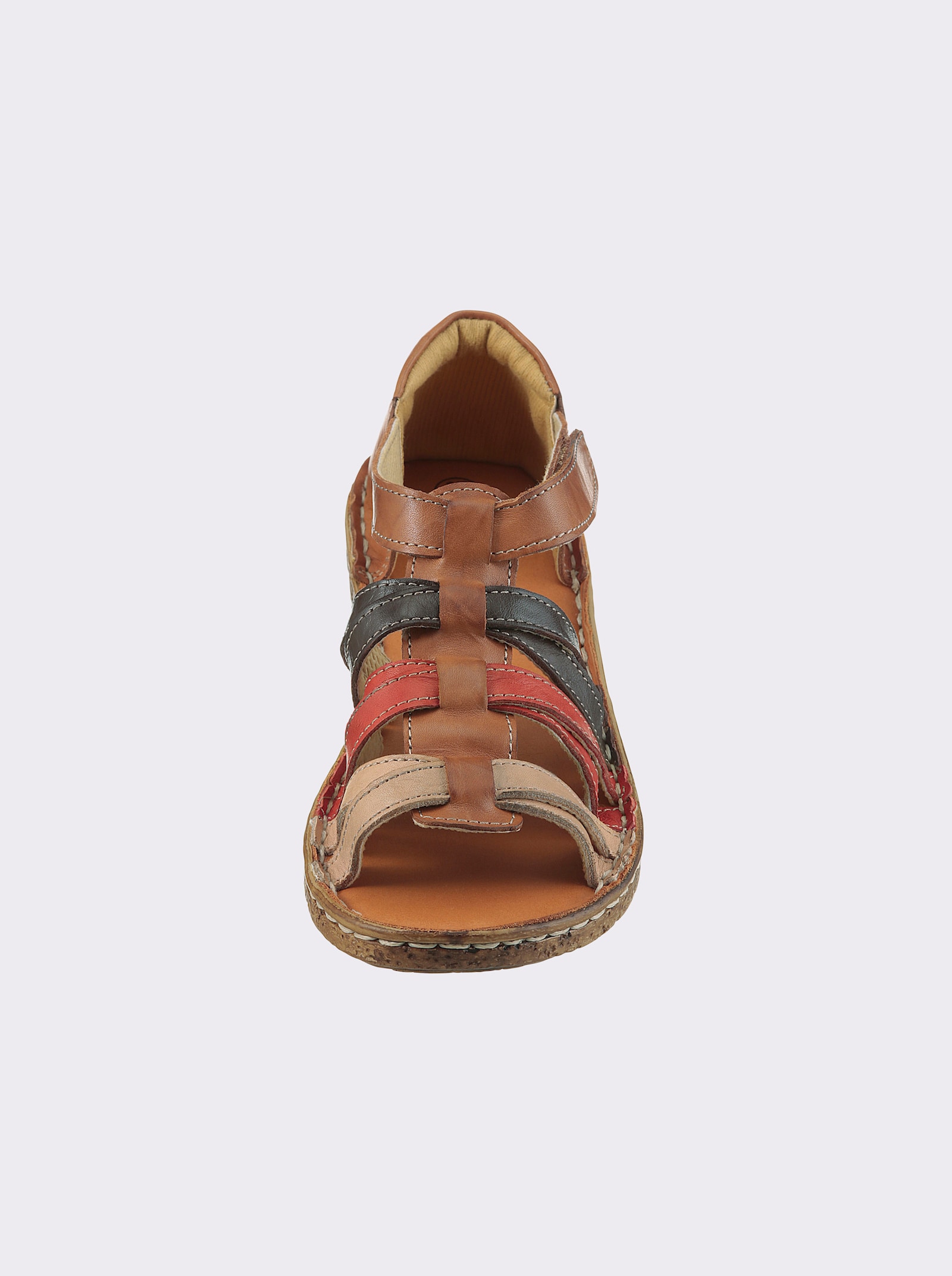 airsoft modern+ Sandaal met 3-kleurige riempjes - cognac-bont