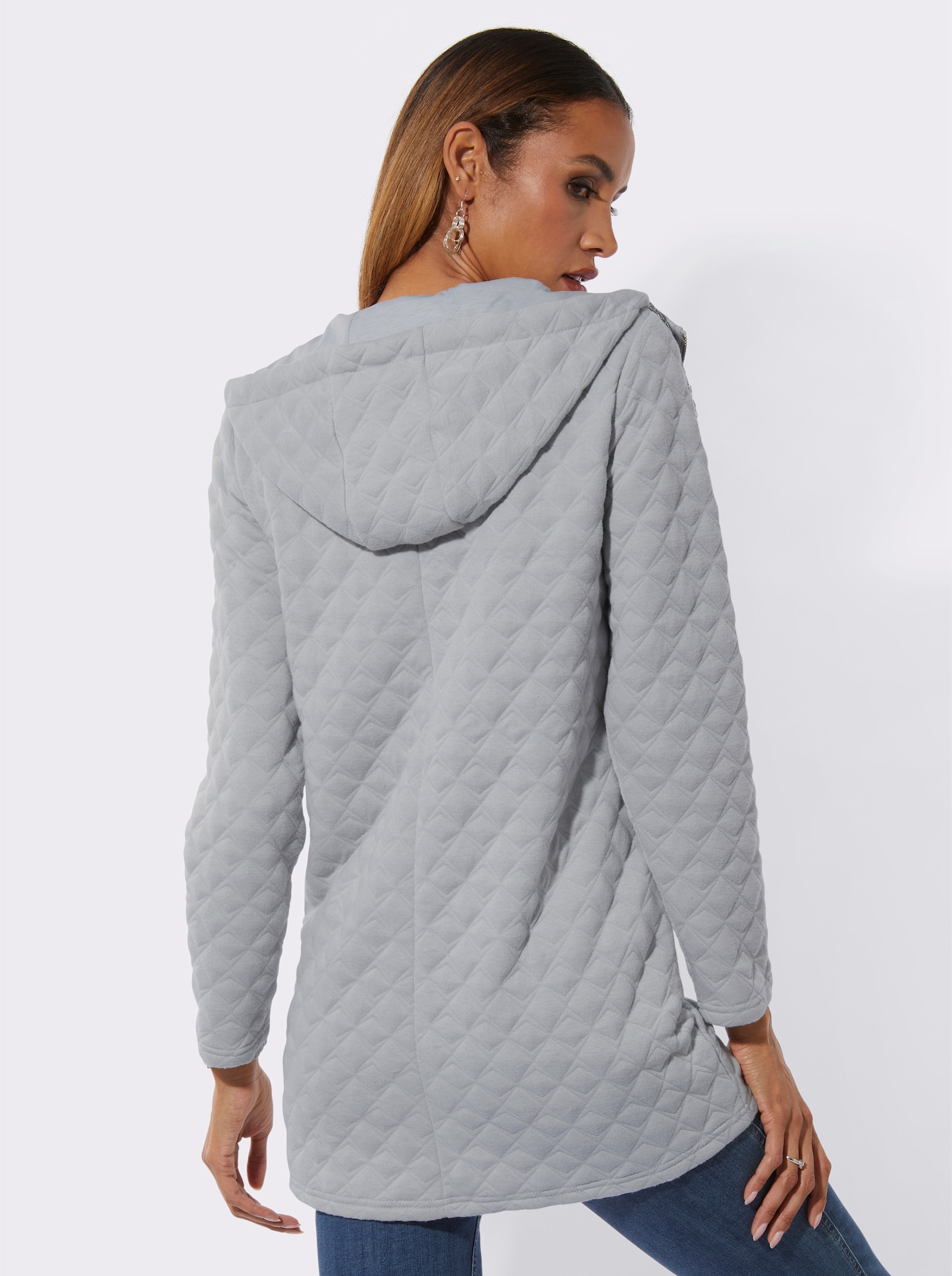 Shirtjacke in Rautenstruktur - hellgrau