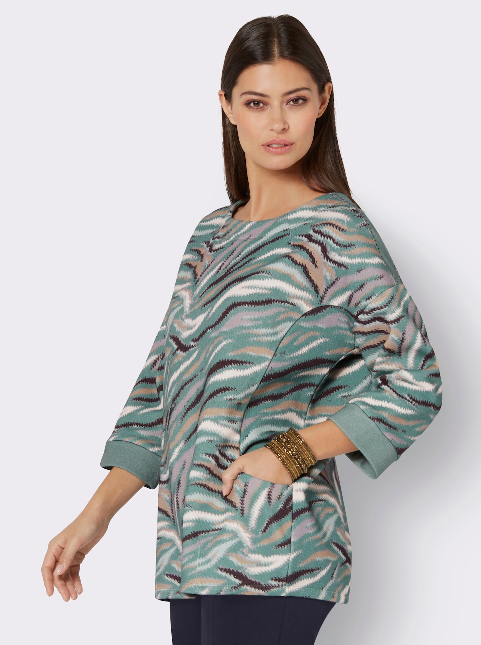 3/4-Arm-Shirt mit Grafik-Druck - jade-graphit-bedruckt