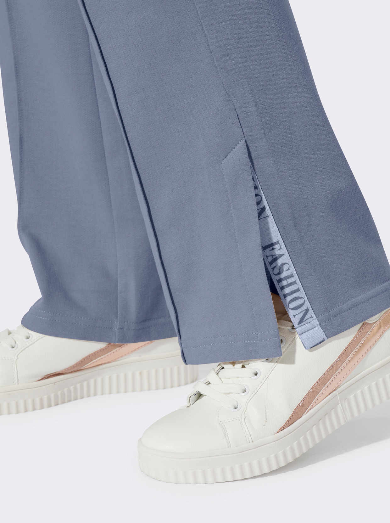 Jerseyhose mit abgesteppten BIesen - taubenblau