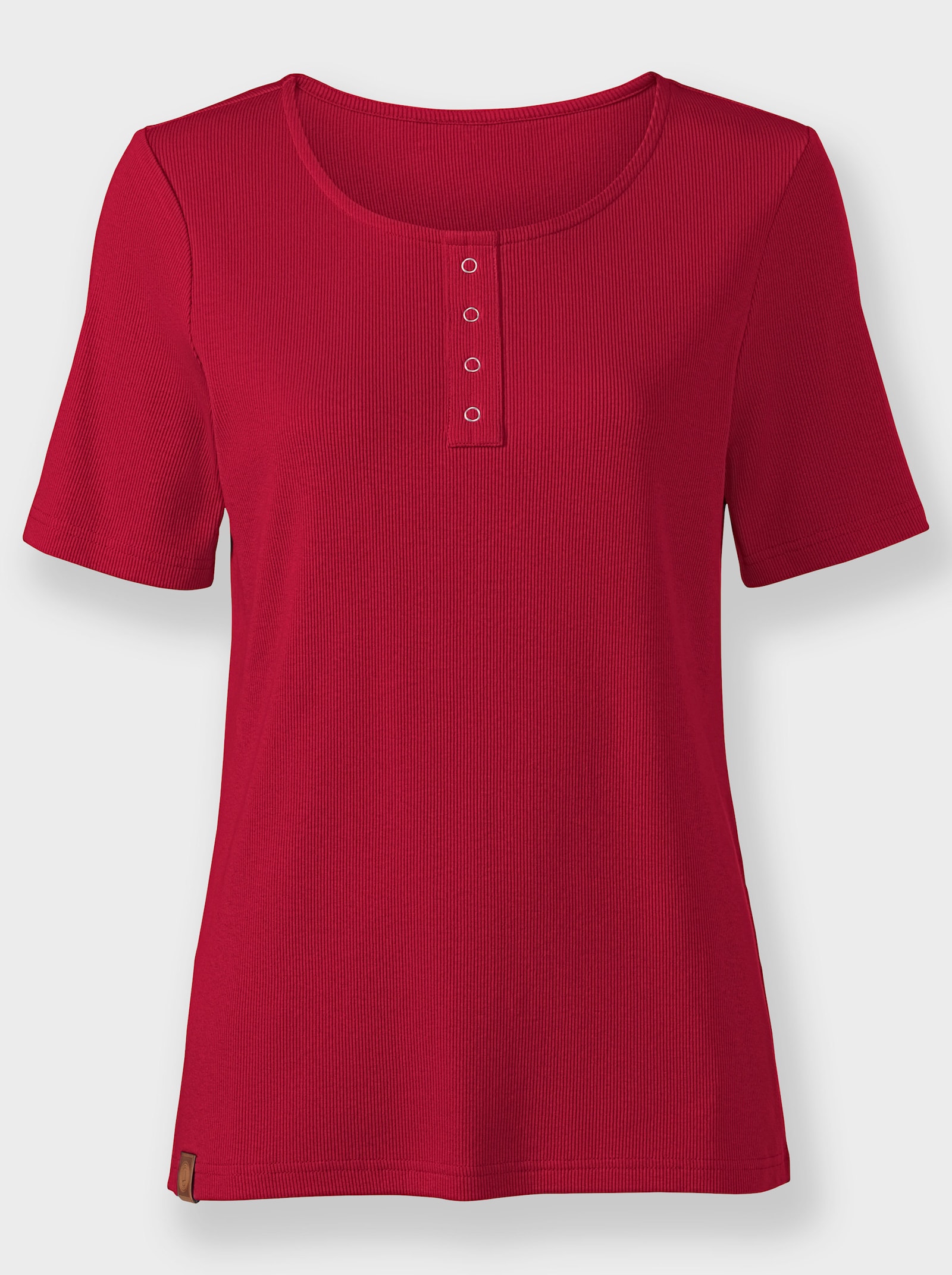 T-shirt avec patte de boutonnage décorative - rouge