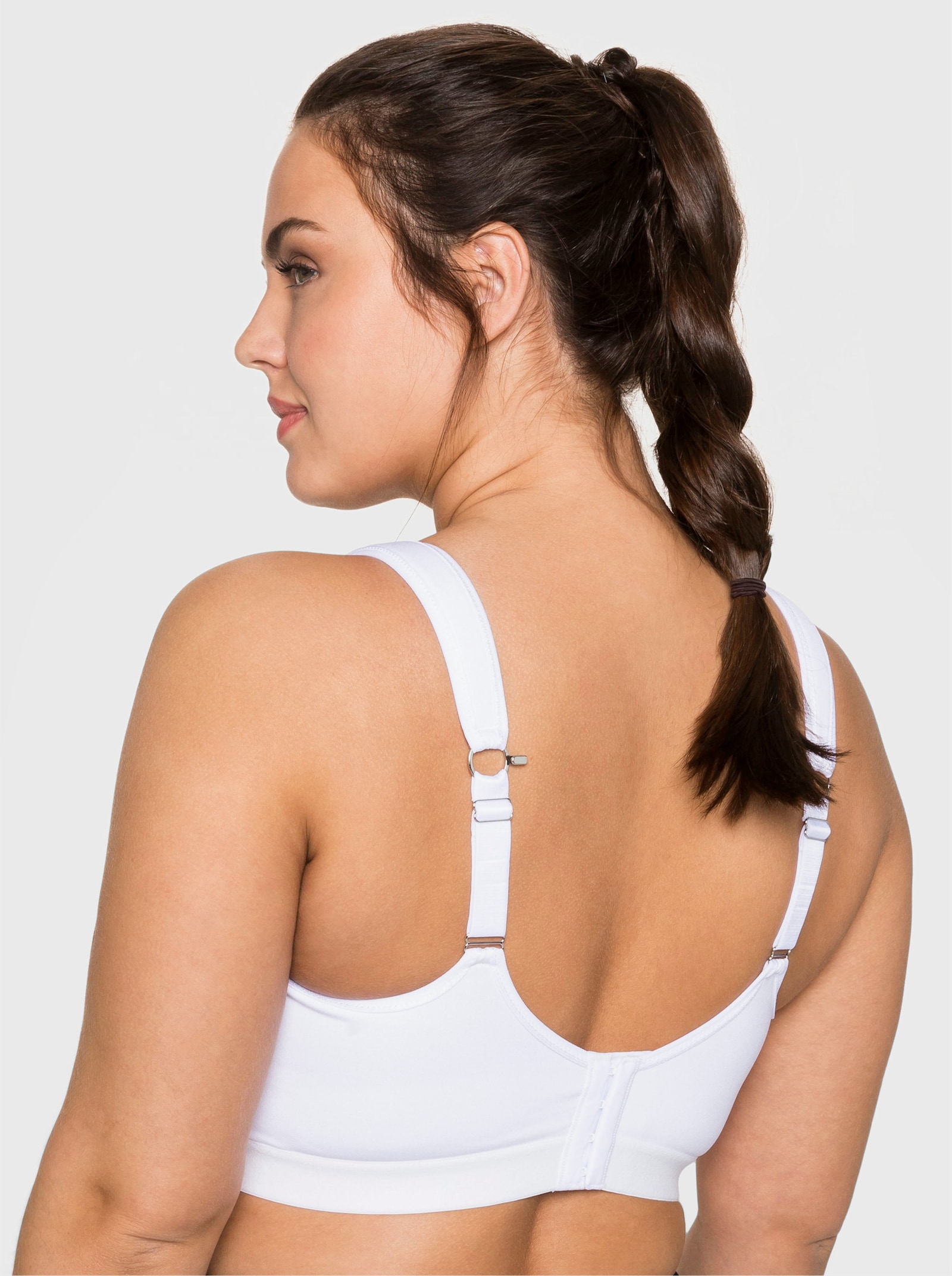 sheego Sport-BH ohne Bügel mit 2 Tragevarianten - weiß
