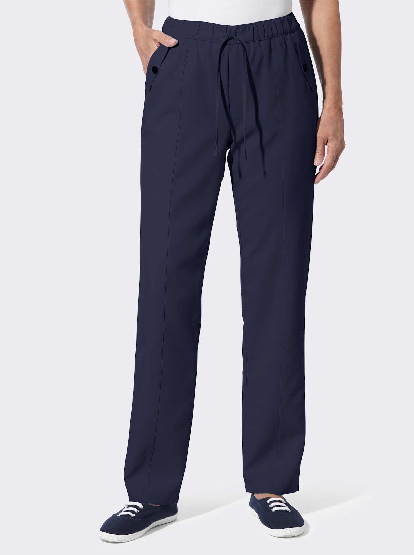 Schlupfhose mit Zierpatten an den Taschen - marine