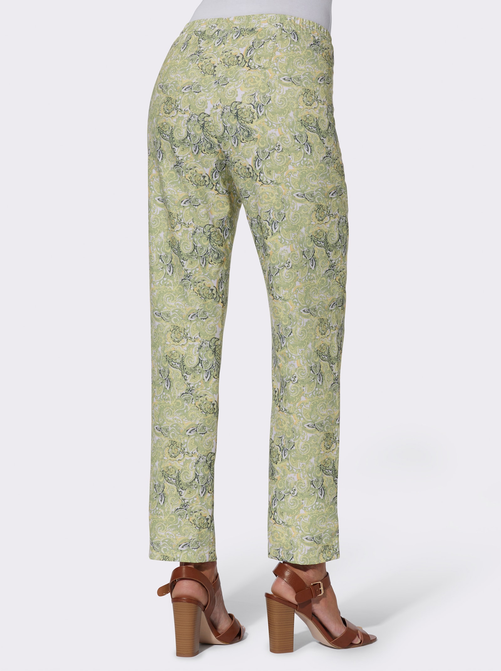 Druckhose mit Paisley-Muster - lindgrün-zitrone-bedruckt