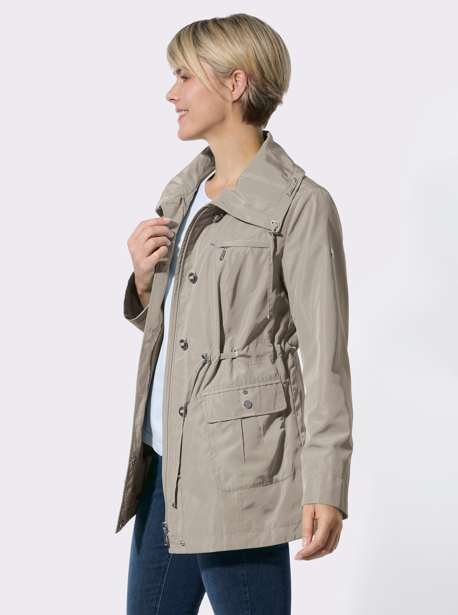 Übergangsjacke mit Umlegekragen - sesam