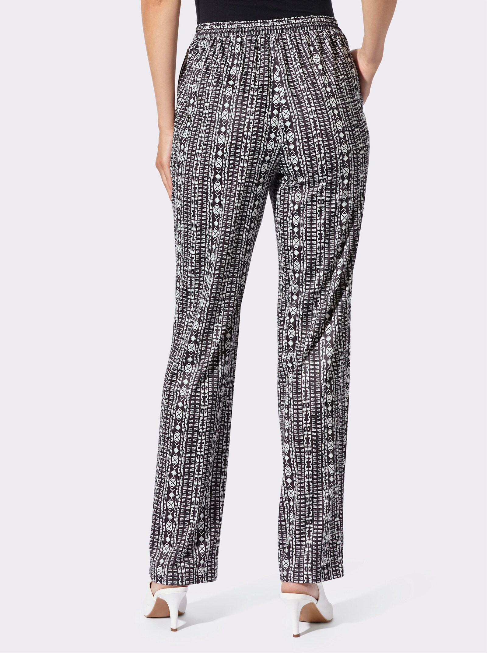 Jerseyhose aus recyceltem Polyester - schwarz-gestreift