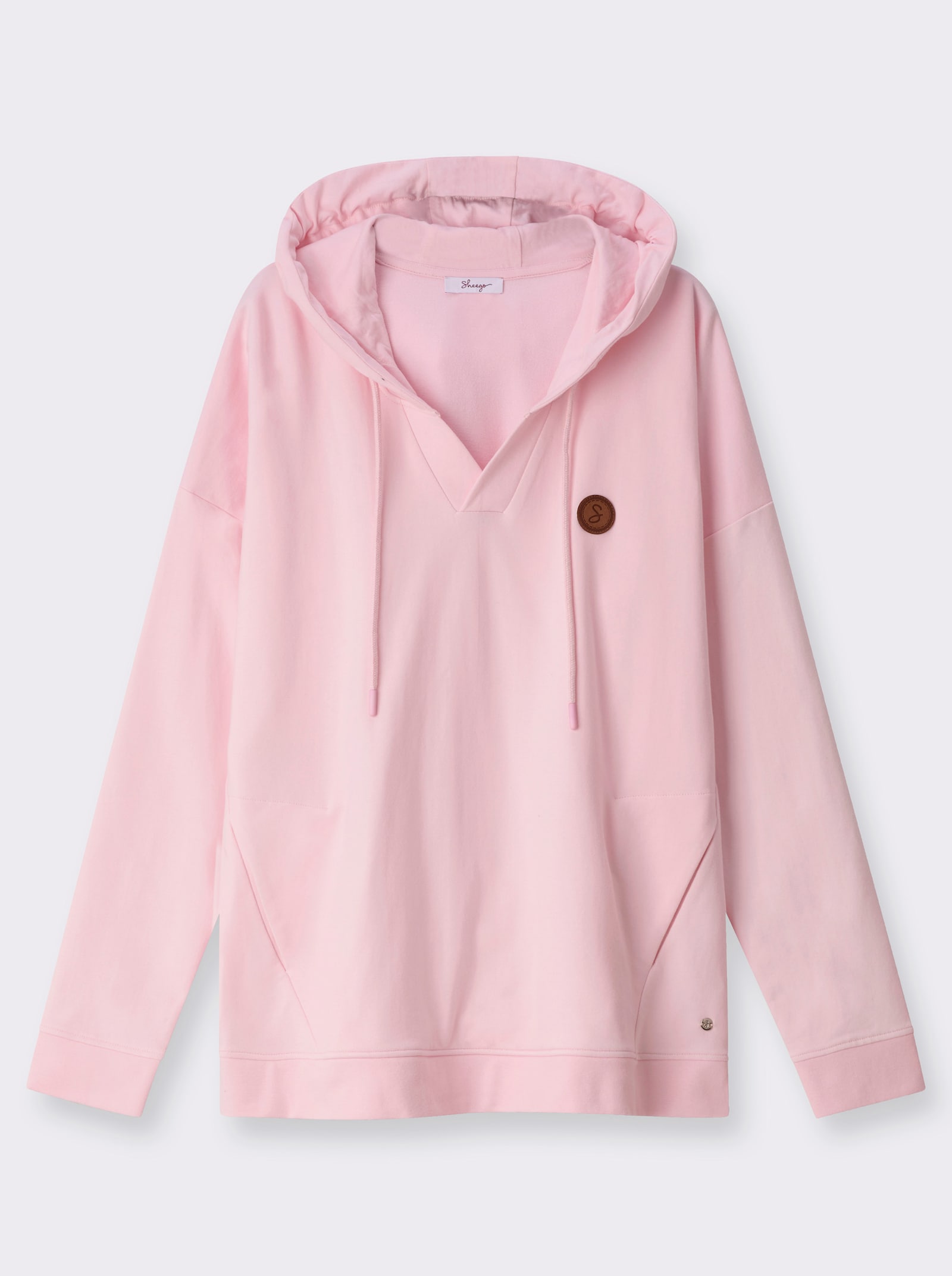 sheego Kapuzensweatshirt mit Nahttaschen - hellrosé