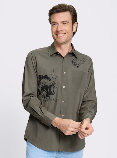 Catamaran Langarmhemd mit platzierten Prints, Baumwolle - taupe-bedruckt