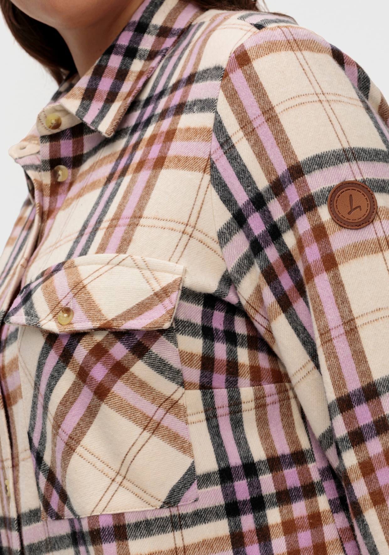 Flanellbluse mit mehrfarbigem Webkaro - orchidee-elfenbein-kariert