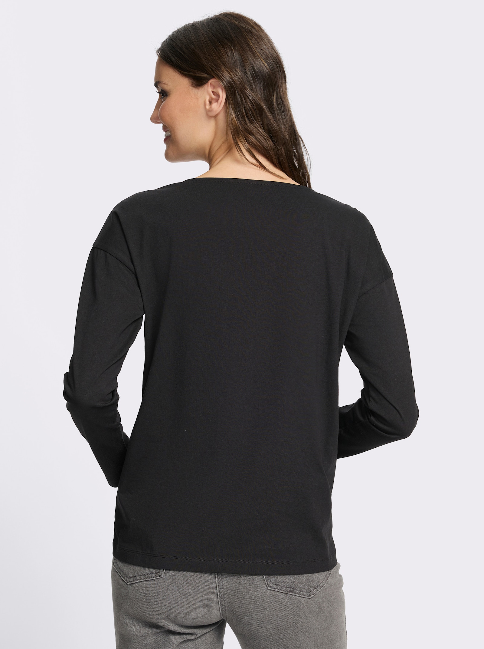 Langarmshirt mit goldfarbenem Amore-Print - schwarz-taupe