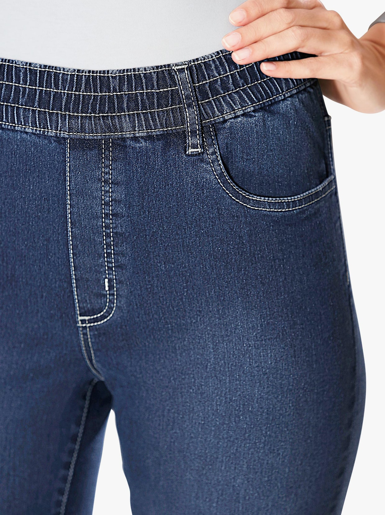 Jeans med hög midja - blue-stone-washed