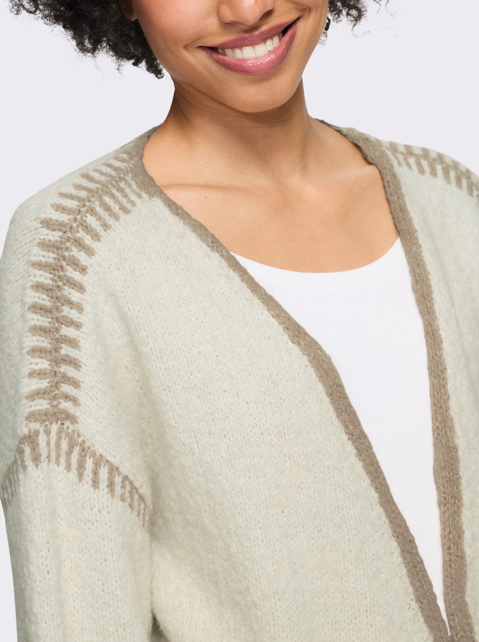 heine Strickjacke mit Kontrast-Details - champagner