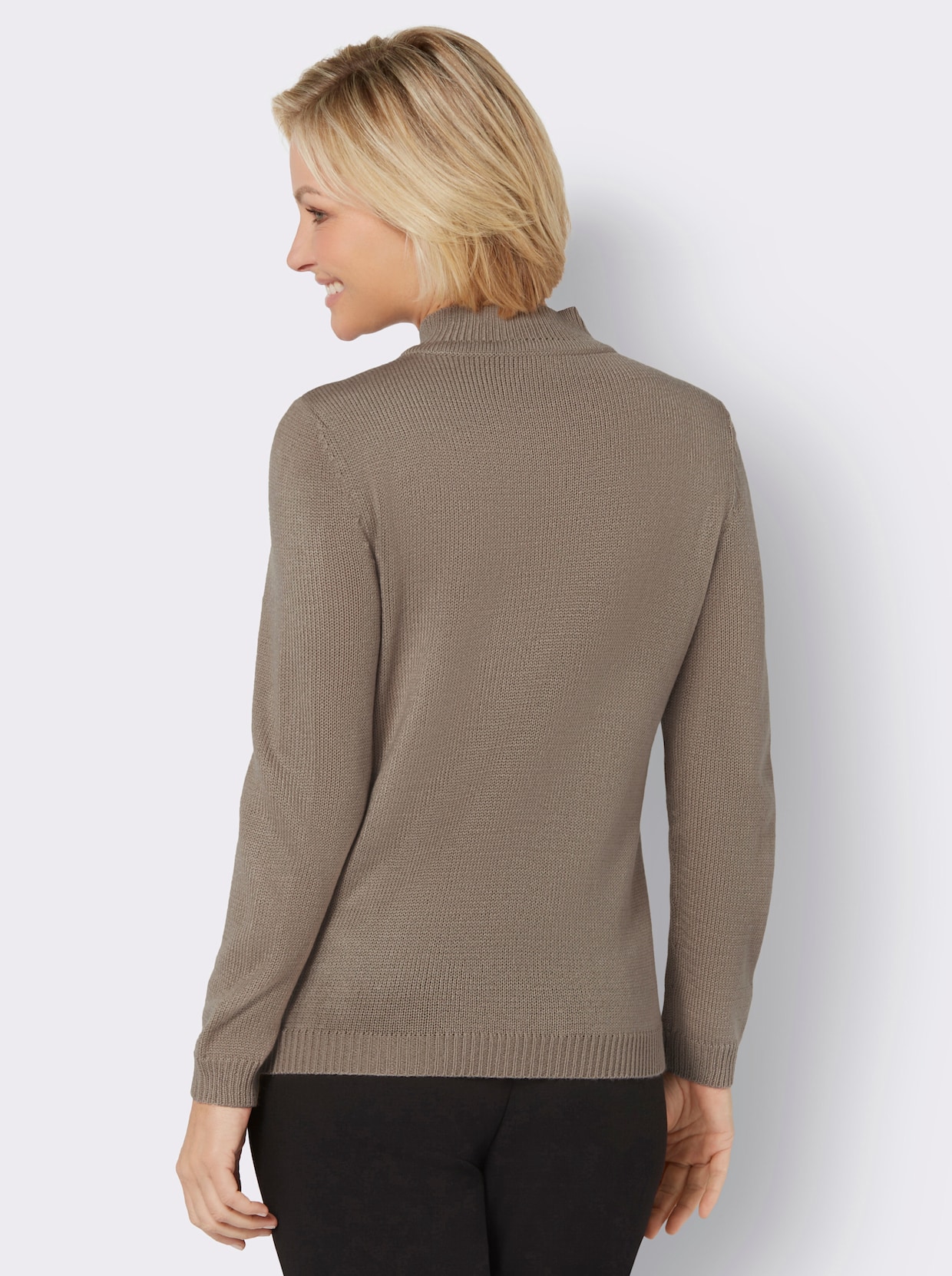 Pullover met opstaande kraag - sesam