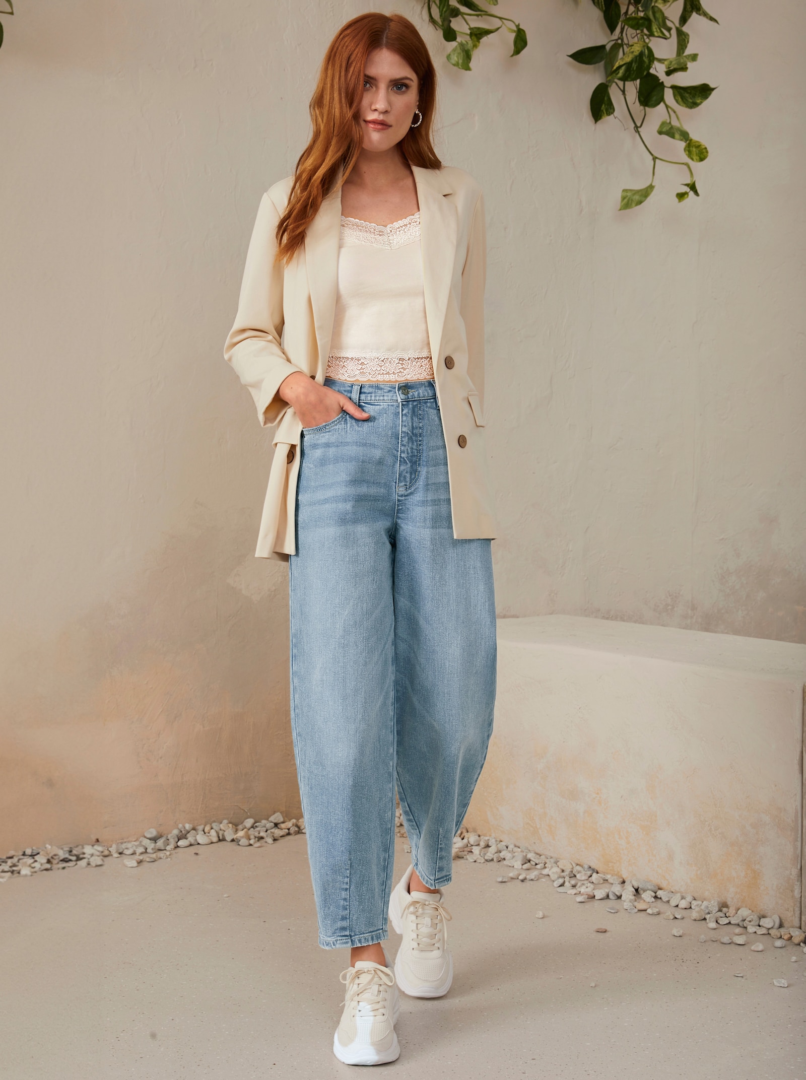 Blazer in offener Form - champagner